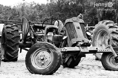 black & white tractor