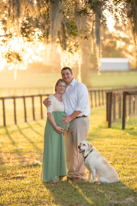 Maternity Couple posed with dog